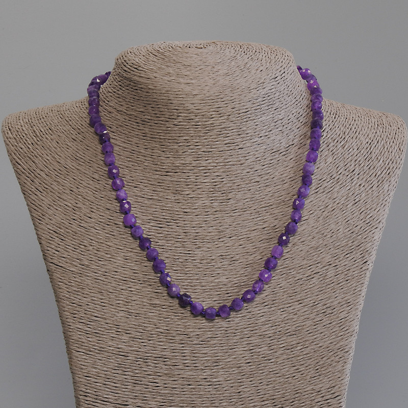 Sugilite Bead Necklace - Faceted Cube, 5x5 mm, approx. 45 mm long with clasp