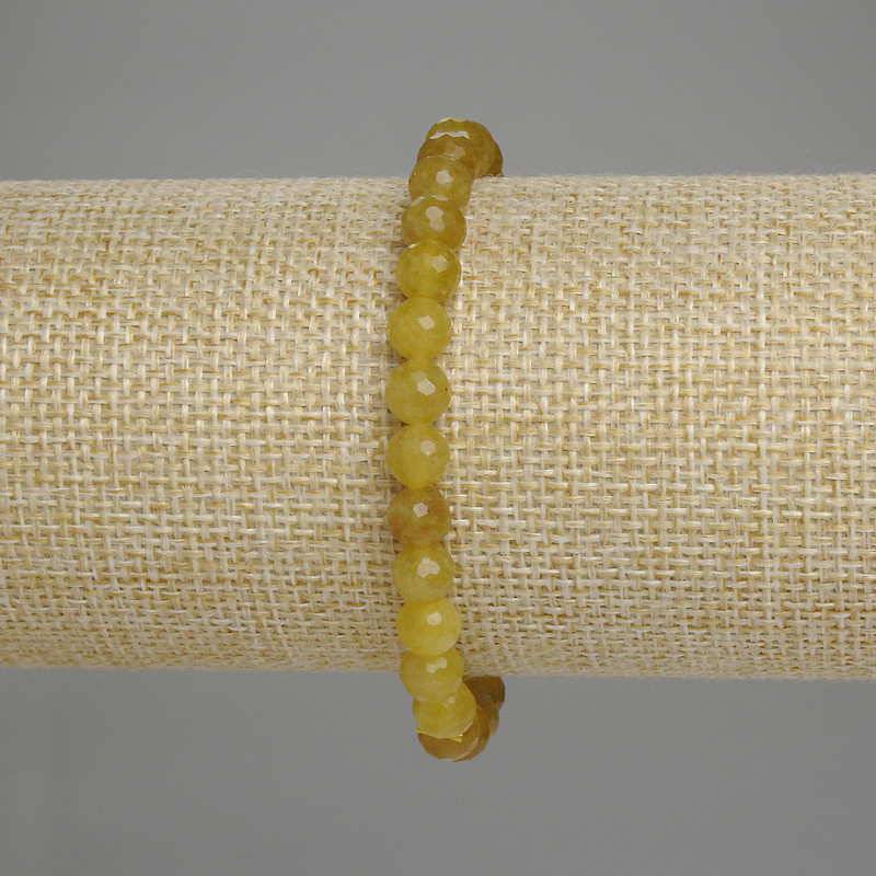 Yellow Quartz Bracelet with Faceted Beads 6mm +/-, Length 18 cm