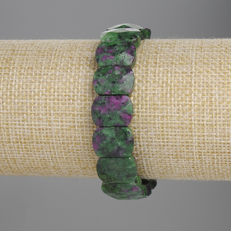 Zoisite Bracelet with Faceted Links 14x10 mm, 18 cm Stretch