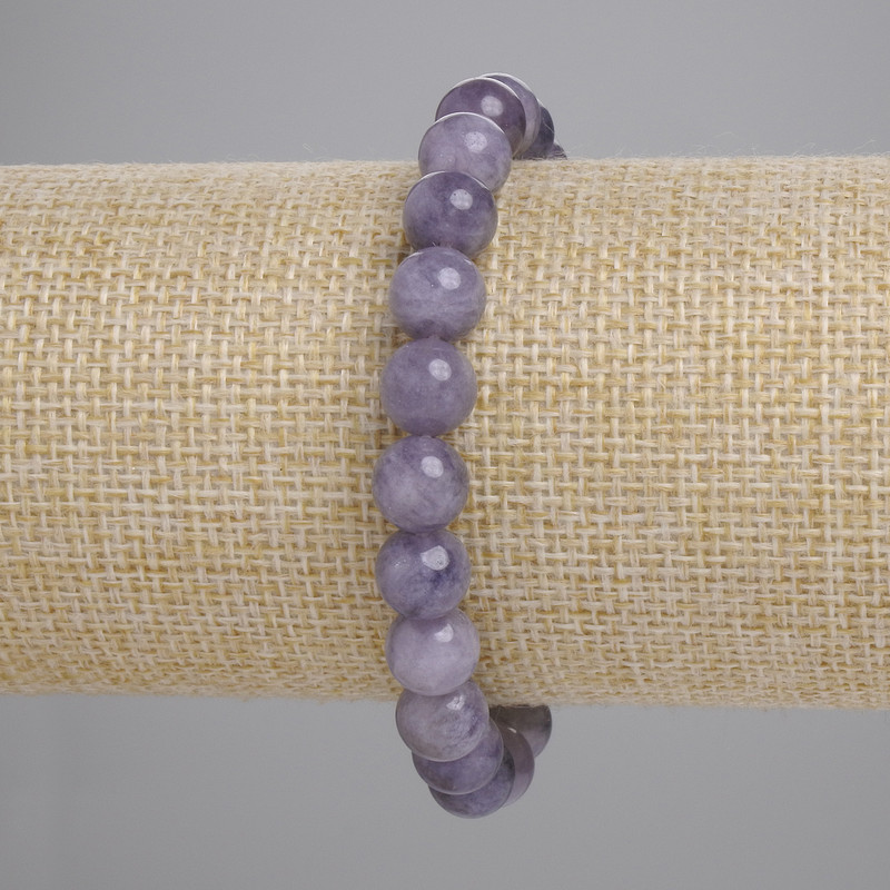 Iolite bracelet with smooth beads, 8 mm diameter, 18 cm length, elastic