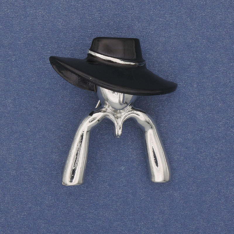 Brooch 'Girl in a Black Hat' silver-tone metal 34×30 mm+