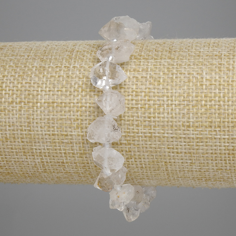 Uncut Rock Crystal Bracelet, Natural Stones, bead sizes 9–14×8–9 mm ±, seed beads 3 mm ±, length 18 cm ±, stretch