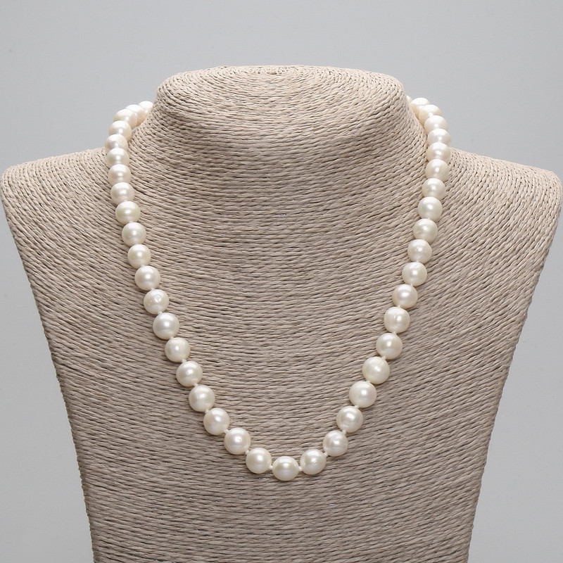 Natural freshwater pearl necklace 9–10×8–8 mm, 5 mm ±, length 45 cm ± 5 cm extender chain