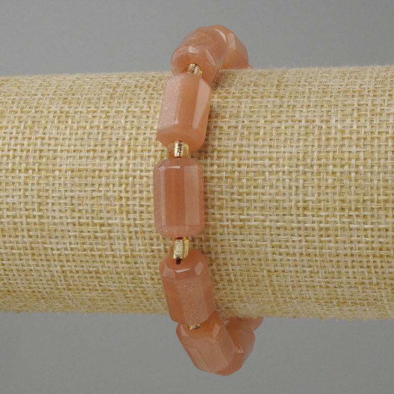 Selenite bracelet, faceted cylinder, diameter 15x9mm±, beads 3mm±, length 18cm± on stretch