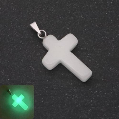 Onyx Cross Pendant 18×27 mm Green Glow