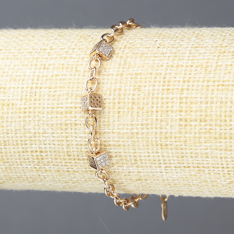 Bracelet Xuping 18K Gold Plating with White Crystals, 4 mm thick + -, length 17x21 cm +