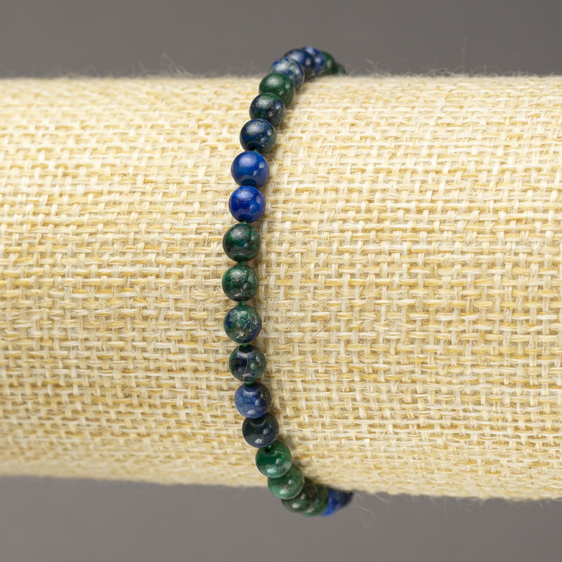 Elastic azurite bracelet with smooth beads, 4.5 mm diameter+