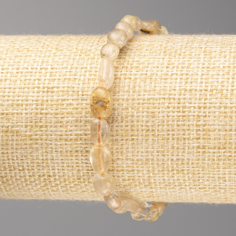 Bracelet with Citrine gemstone, faceted, 7x7 mm diameter +/- on elastic, length 18 cm+