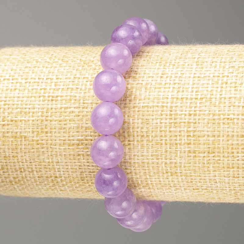 Amethyst Bracelet (synthetic-toned quartz) smooth beads, 10 mm diameter, 18 cm length (stretch)
