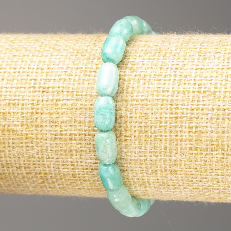 Natural Amazonite Bracelet with Barrel Beads, 9×6 mm, 18 cm Length (Stretch)