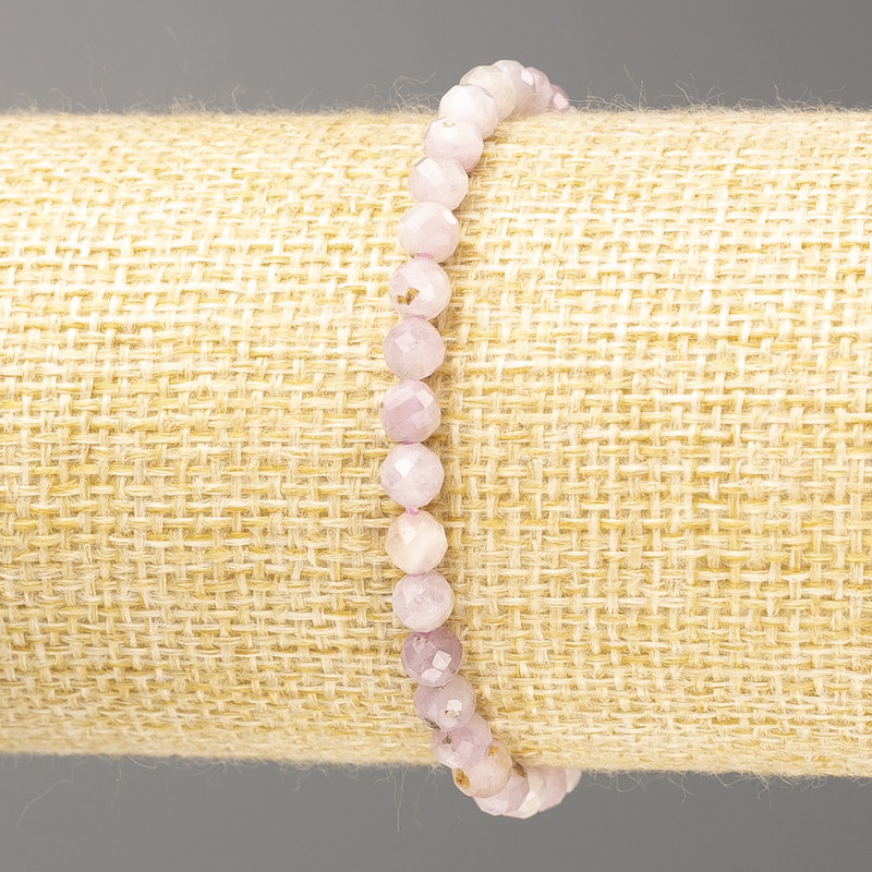 Bracelet with natural Kunzite, faceted bead, diameter 4.5-5+ mm, length 18 cm (stretch)
