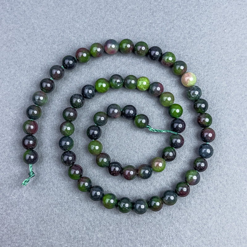 Zoisite Beads, Smooth Round Beads, 6.5 mm Diameter ± on Thread, Length 37 cm+
