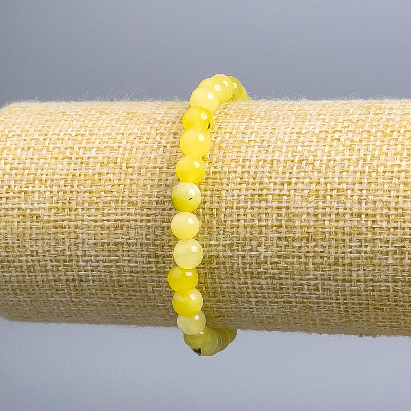 Toned Rutile Quartz Bracelet, smooth beads, diameter 6.5 mm, length 18 cm (stretch)