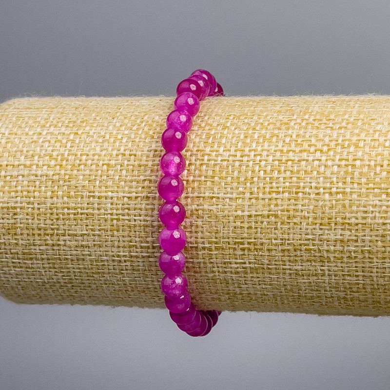 Bracelet 'Tourmaline' (synthetic) Raspberry, smooth beads, 6 mm diameter, 18 cm length, stretch bracelet