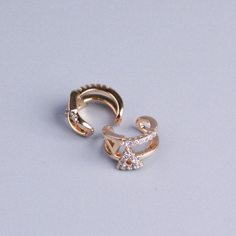 Double Ear Cuff Xuping 18K Gold Plating White Crystals Triangle 10x5mm +