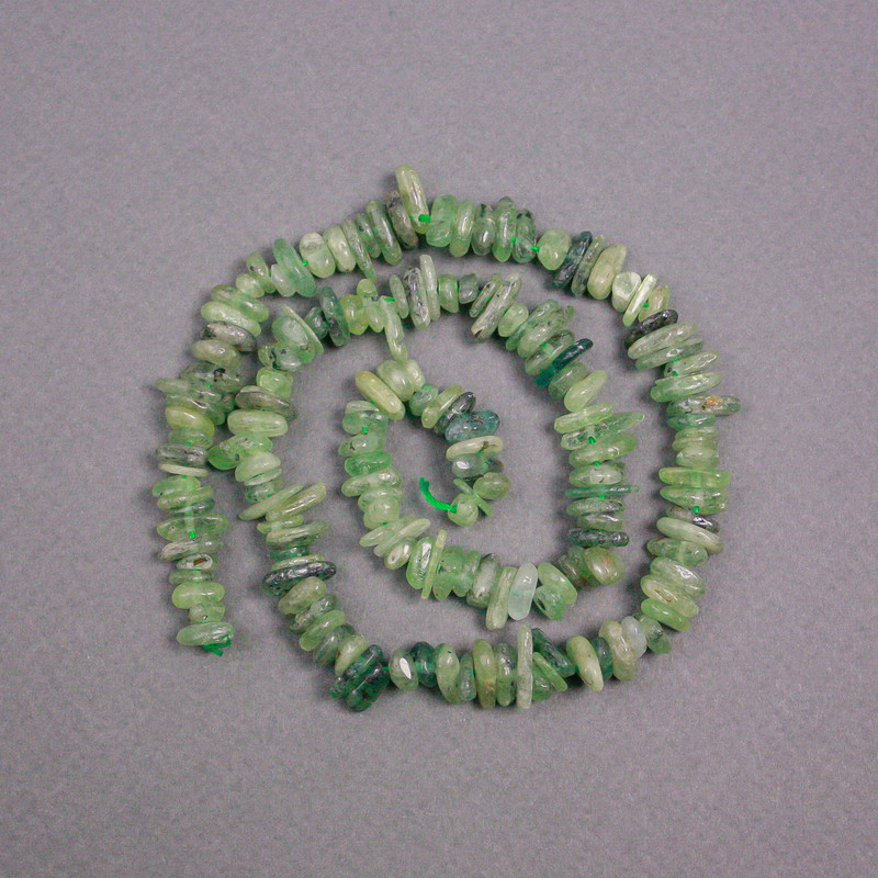 Prenite Beads, Natural Stone Chip, Diameter 8x2 mm, Length 40 cm on Thread