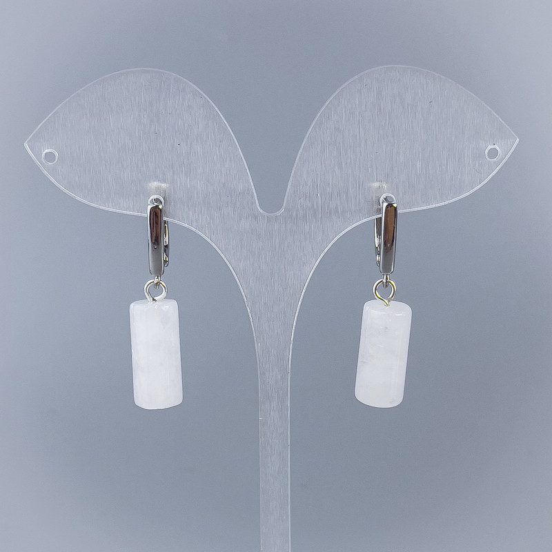 Earrings Mountain Crystal Cylinder, diameter 17×8 mm ± English clasp, length 35 mm