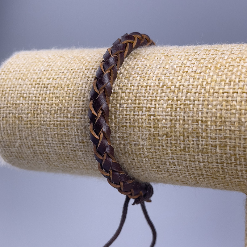 Bracelet, length 18-25 cm, thickness 7 mm, eco-leather, brown color, with adjustable closure