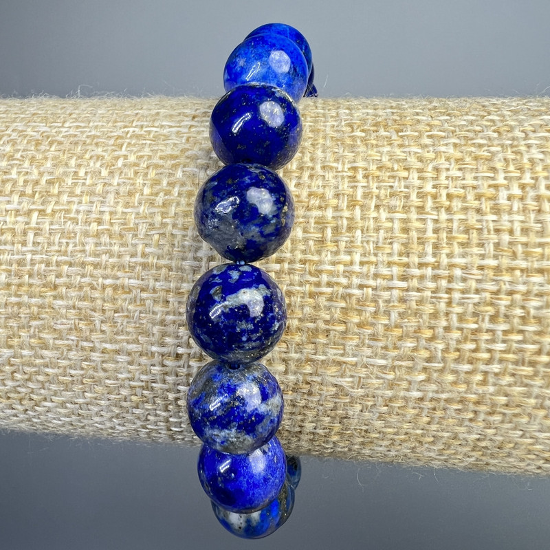 Azurite bracelet with natural stone, smooth beads, 10 mm diameter ±, length 18 cm ± (stretch)