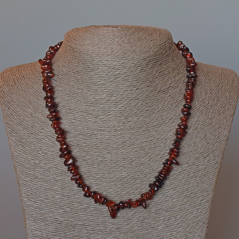 Brown Garnet Natural Stone Bead Necklace, 7x3 mm diameter, 48 cm long