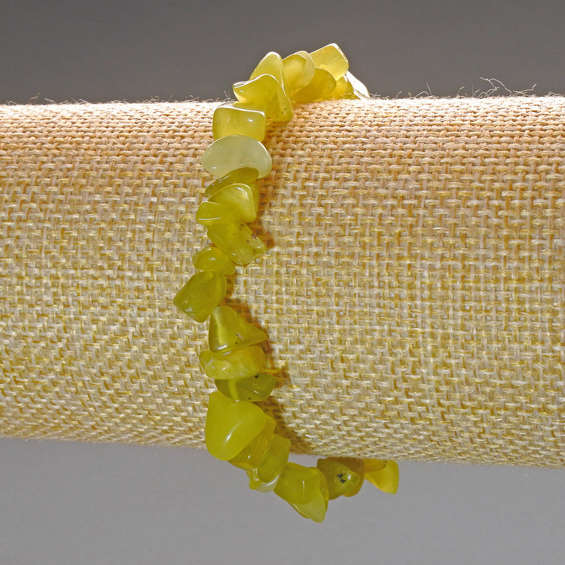 Yellow Jadeite Chip Bracelet, diameter 10x4 mm, length 18 cm (stretch)