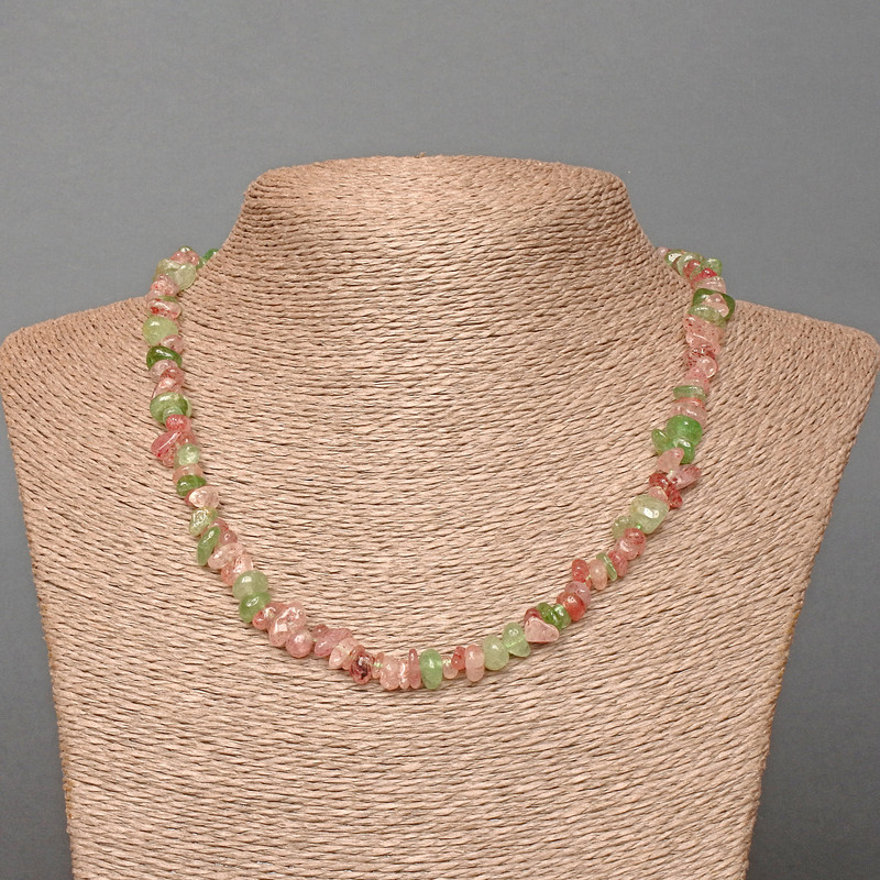 Beaded Necklace with Toned Quartz Assorted, Teardrop Shape, Bead Size 7×3 mm, Length 48 cm